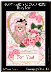 HAPPY HEARTS A5 CARD FRONT Mini-Kit ROSEY BEAR