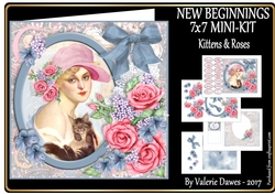 NEW BEGINNINGS - 7x7 Card Front Mini-Kit - KITTENS & ROSES