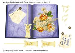 Antique Booksheet with Carnations and Golden Roses - Sheet 1