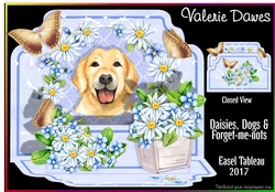 Easel Tableau - Daisies, Dogs and Forget-me-nots