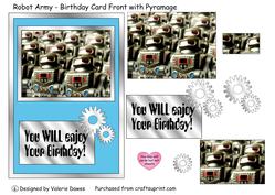 Robot Army - Birthday Card Front with Pyramage