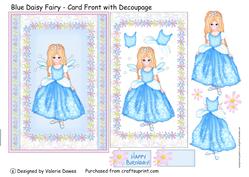 Blue Daisy Fairy - Card Front with Decoupage