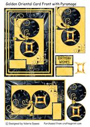 Golden Oriental Card Front with Pyramage