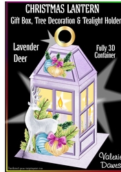 CHRISTMAS LANTERN - Gift, Box, Tree Decoration & Tea-light Holder - Lavender Deer