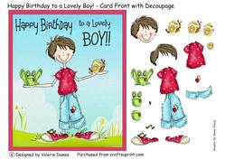 Happy Birthday to a Lovely Boy - Card Front with Decoupage