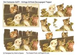 Did Someone Call?1 - Vintage Kittens Decoupaged Topper