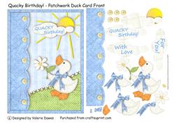 Quacky Birthday! - Patchwork Duck Button-flap Card Front