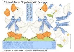 Patchwork Duck - Shaped Card with Decoupage