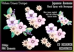 Japanese Anemone - Floral Spray with Decoupage