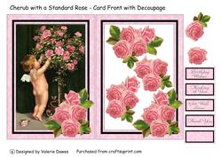 Cherub with a Standard Rose - Card Front with Decoupage