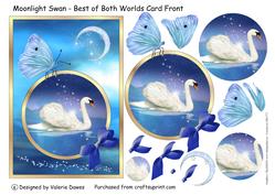Moonlight Swan - Card Front with Decoupage and Pyramage