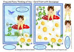 Frog and Faiiry Thinking of You - Card Front with Decoupage