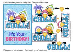 Chilled-out Penguins - Birthday Card Front with Decoupage
