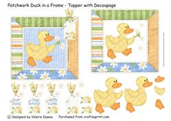 Patchwork Duck in a Frame - Topper with Decoupage