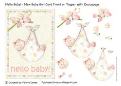 Hello Baby! - New Baby Girl Card/topper with Decoupage