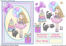 BIRTHDAY PRINCESS - A5 Card Front with Decoupage