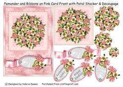 Pomander & Ribbons in Pink with Petal Stacker & Decoupage