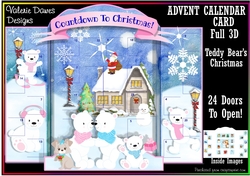 ADVENT CALENDAR CARD - Teddy Bears Christmas