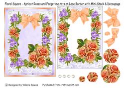 Floral Square Apricot Roses with Mini-stacker & Decoupage