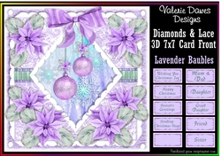 DIAMONDS & LACE 7x7 3D CARD FRONT - Lavender Baubles