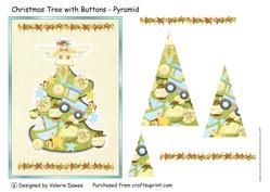 Christmas Tree with Buttons - Decoupaged