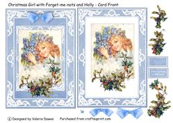 Chistmas Girl with Forget-me-nots and Holly