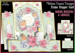 FRAME STEPPER CARD - Robins, Wreaths & Candles