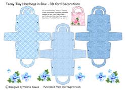 Teeny Tiny Handbags in Blue - 3D Card Decorations