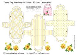 Teeny Tiny Handbags in Yellow - 3D Card Decorations