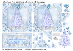 Christmas Tree Easel Card with Corners & Decoupage