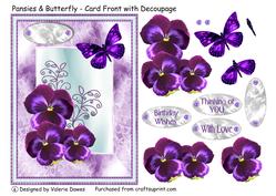Pansies and Butterfly - Card Front with Decoupage