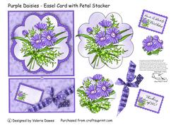 Purple Daisies - Easel Card with Petal Stacker