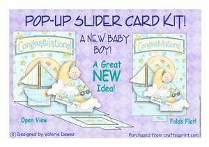 Pop Up Slider Card Kit - New Baby Boy