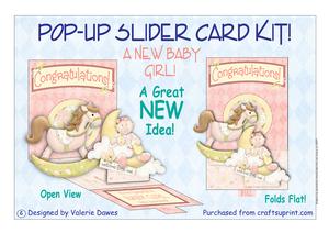 Pop Up Slider Card Kit - New Baby Girl