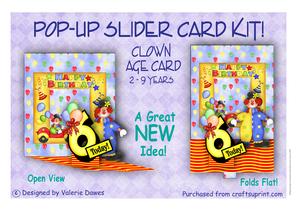 Pop Up Slider Card Kit - Clown Age Birthday Card