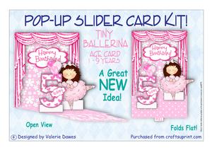 Pop Up Slider Card Kit - Tiny Ballerina Birthday Age Card