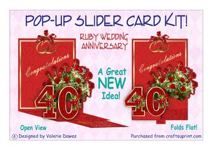 Pop Up Slider Card Kit - Ruby Wedding Anniversary