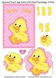 Quackie Duck Age Card Front with Petal Pyramage in Pink