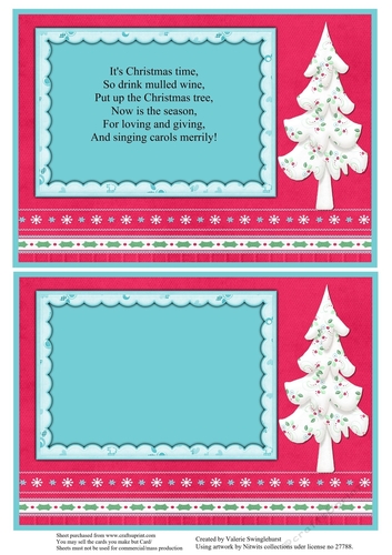 Two on a sheet Inserts to match Polar Bear Merry Christmas Card Front