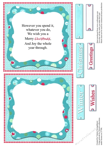 Two on a sheet inserts to match Christmas Wishes little bird