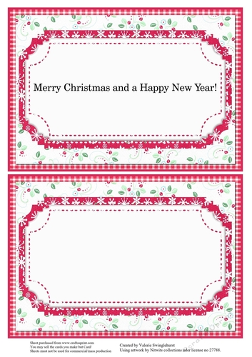 Two on a sheet Inserts to match Riendeer sat on a pressie Christmas Card front