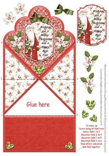 Wishing you a Merry Christmas Scallop Diamond Top Spring Card