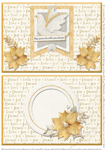 Inserts to Match Christmas Dove Scalloped Envelope card front gold