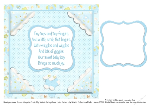 Insert for Baby Boy A little bundle of joy quick card front