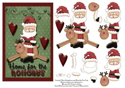 Santa on Reindeer Card Front