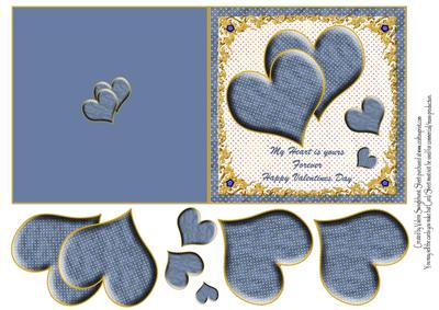 My Heart is Yours Valentine Blue Spottted Cut and Fold Card
