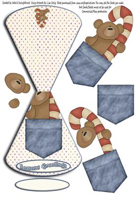 Candy Cane Snowman in Pocket Over the Edge Wobble Card