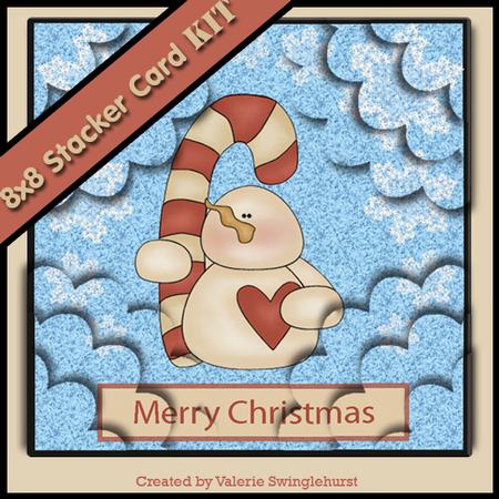 Snowman with His Candy 8x8 Four Corner Scalloped Card Kit
