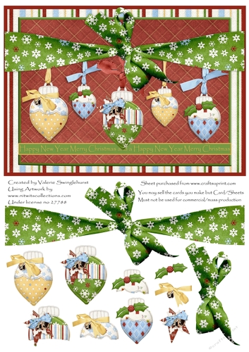 Christmas Baubles Card Front with Decoupage
