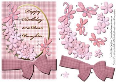 Pink Flowers Birthday Card for Dear Daughter